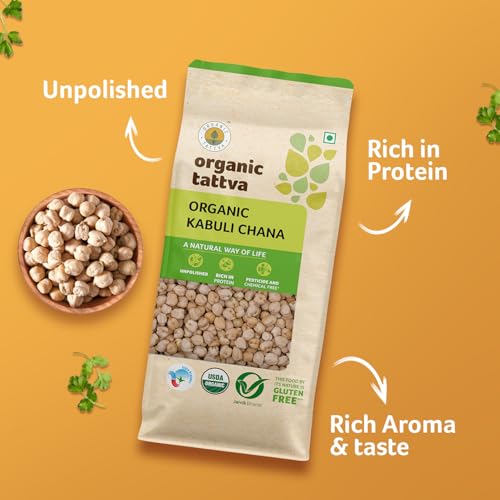 Image of Organic Tattva Kabuli Chana | Premium Whole Chickpeas for Daily Cooking | Smooth Texture and Mild Aroma | Kabuli Chana 500g Pack