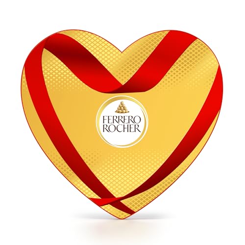 Ferrero Rocher - 13 Specialità al Cioccolato al Latte e Nocciola, Racchiuse in una Scatola Forma di Cuore Ideale come Regalo di San Valentino, Anniversario o Occasioni Speciali, Confezione da 162,5 gr