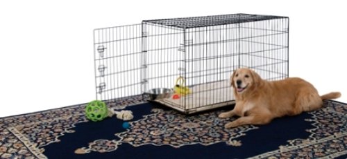 Image of Prevue Pet Products Home On-The-Go Single Door Dog Crate - Extra Large Collapsible Dog Cage for Travel, Indoor, and Outdoor Use, Foldable Kennel Design, Deep Plastic Pan - XL, Black