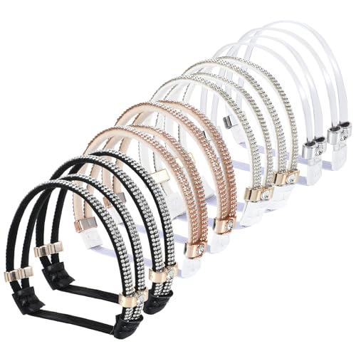 Ptwola 4 Pairs High Heels Shoe Straps Elastic Holding Heels Ankle Belt Band Detachable Rhinestone Straps Adjustable Replacement Shoelace for Girls Women Sandals Slippers Anti-Loose