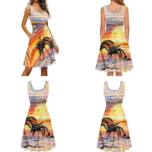 Dreaweet Summer Dresses for Women A-Line Sleeveless Flowy Sun Dresses,Men's Casual Button-Down Shirts,Couple Matching Outfits4