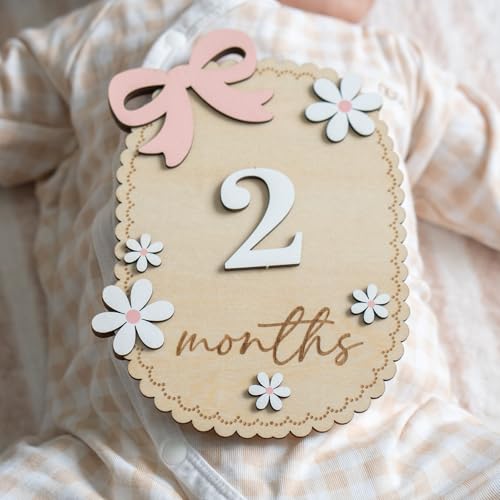 Baby Monthly Milestone Sign,1-12 Monthly Baby Milestone, Month Milestone Baby Girl, Baby Months Milestone, Newborn Photography Props Double-Sided (B13) by HONOCOOLS - Image 3