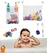 2 x Bath Toy Organizer + 6 Ultra Strong Suction Cups + Bonus Numbers & Shapes Bath Toys - The Perfect Bath Toy Holder Set For Kids, Toddlers & Adults - Bath Storage For Mold Free Toys 
