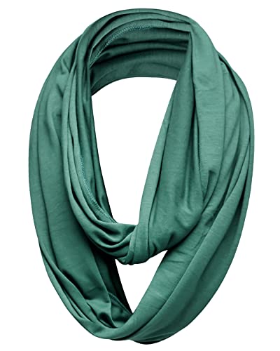Basic Sense Plain 50% Cotton Blend Jersey Snood Scarf, Bottle Green