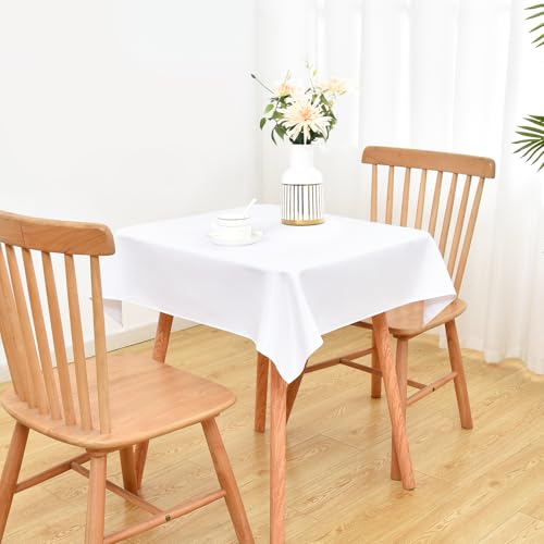 Wolkemer Small Square Tablecloth 36 x 36 Inch Washable Fabric Table Cloth Solid White Table Cover for Nightstand End Bedside Tables Tabletop Decoration by Wolkemer - Image 2