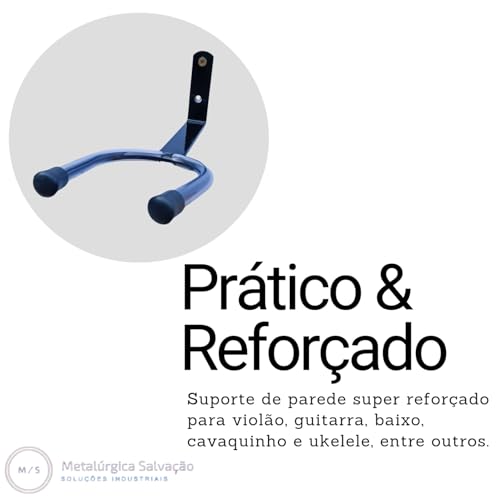 Suporte Reforçado De Parede P/Violão, Guitarra, Baixo Preto