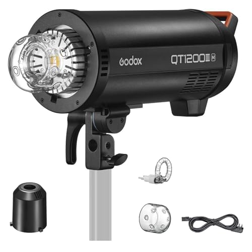 Godox QT1200IIIM 1200Ws Studio Monolight Strobe Flash Light kit with USB Light, 2.4G Wireless X System, HSS 1/8000s, 0.01-0.9s Recycling, 5600K Modeling Lamp, Bowens Mount for Studio Photography
