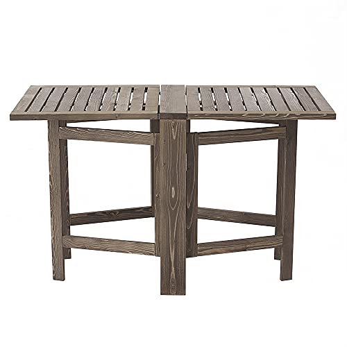 Panana Hardwood Folding Dining Table, Wooden Drop Leaf Coffee Table Space Saving Desk Kitchen Dining Room Home Garden Balcony Outdoor