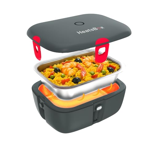 Faitron HeatsBox Go - Fiambrera Eléctrica para Calentar Alimentos sin BPA, Con Aplicación Controlable, Batería Integrada, Fiambrera Termica de Acero Inoxidable a Prueba de Fugas (925 ml), 100 W