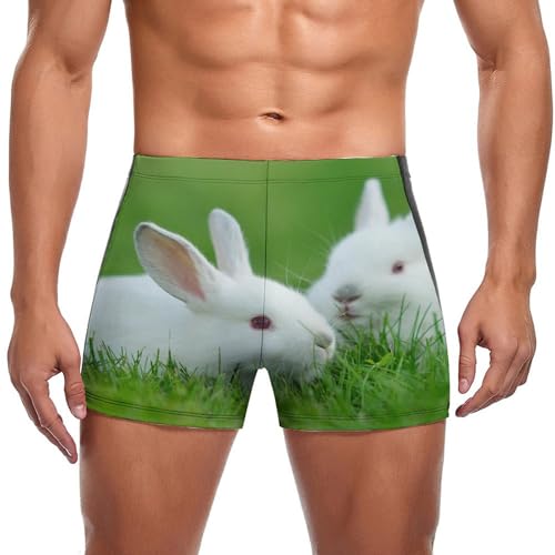 Swimming trunks homme au motif lapin blanc slip de bain unique