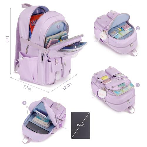 qodbopack Mochila escolar para meninas adolescentes de 15,6 polegadas, à prova d'água, mochila esco