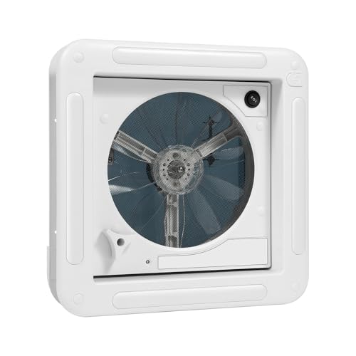 12V RV Roof Vent Fan Roof Hatch Vent Exhaust Fan LED Light 28x28cm Campervan Accessories 5-35m³min IP68 Waterproof Quiet Operation 20-65dB 6 Speed Gear