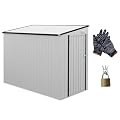 4' x 7.7' Lean-to Metal Outdoor Storage Shed with Lockable Door, 2 Air Vents, and Galvanized Steel for Garden, Patio, Lawn Tools