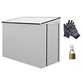 Outsunny 4' x 8' Metal Outdoor Storage Shed, Lean to Storage Shed, Garden Tool Storage House with Lockable Door and 2 Air Vents for Backyard, Patio, Lawn, White