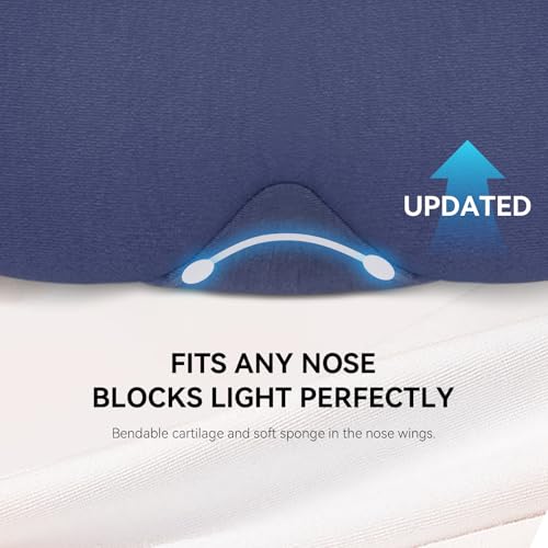 Mavogel Cotton Sleep Mask - 100% Handmade, Light Blocking Sleep Eye Mask with Updated Bending Nose Design, Soft Sleeping Mask for Women Men, for Sleep/Office/Naps, Includes Travel Pouch (Starry Blue) - Thumbnail 3