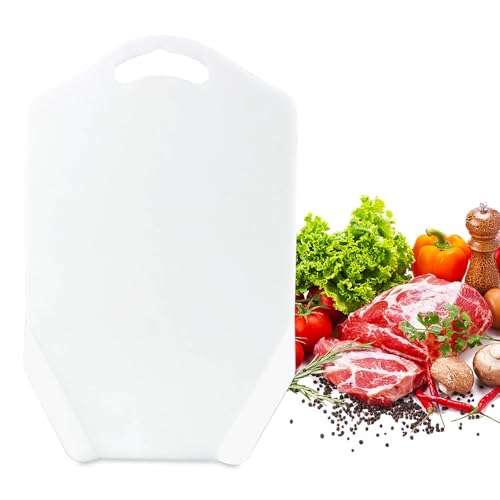 Tabla de cortar plástica KAYCROWN con bordes curvos, 35.56 cm x 35.56 cm x 0.61 cm, diseño fácil para verter, color blanco