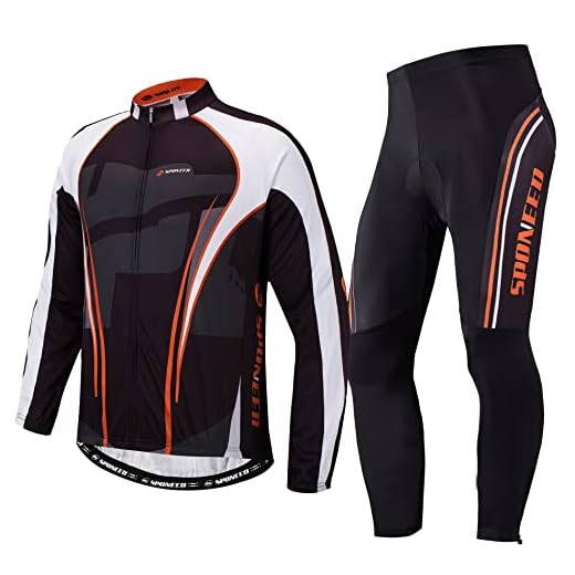 sponeed Men's Biking Jersey Padded Pants Set Bicycle Clothes Spring Bike Shirts Full Zip Suit US S Multi