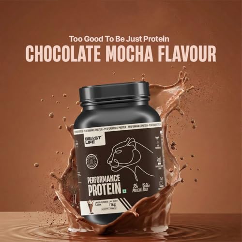 Image of BeastLife Performance Yeast Protein Powder | 25g Protein | Chocolate Mocha Flavour|NABL Lab Certified | High Absorption for Muscle Growth |Smooth & Light, Easy to Digest with Ultrasorb Tech|5.64g BCAA | Best For Gut | Beta Glucan | Improves Immune Function | 1 Kg