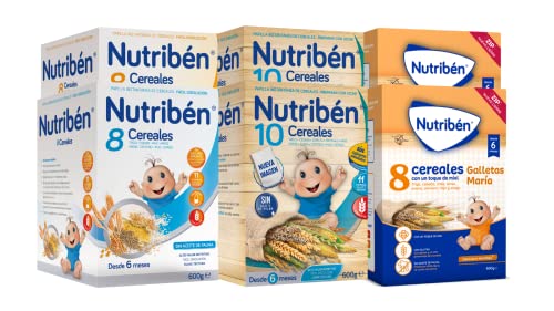 Nutriben Papillas Variadas, Sin Aceite de Palma, Alimento para Bebés, desde los 6 Meses- Pack de 6 x 600g