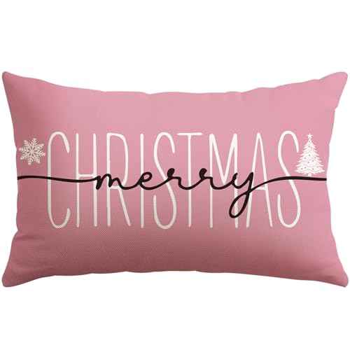 JOTOM 1 Stück Weihnachten Kissenbezug, Merry Christmas...