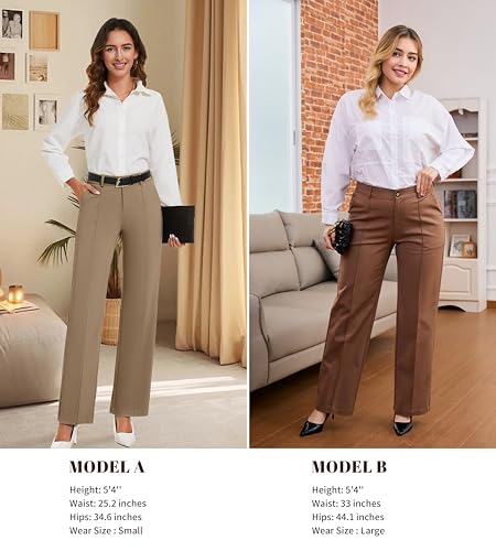 Womens Dress Pants Stretchy Business Casual Work Pants Straight Leg Slacks for Office2