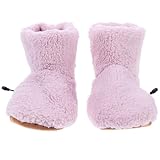VALICLUD Zapatos Eléctricos USB Calefactores de Felpa Rosa para Mujer, Calentador de Pies Recargable Calefacción Usb, Prácticos y Cálidos para Invierno, Uso en Casa y Oficina, Talla Única