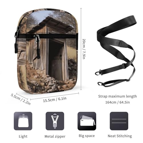 Personalized Small Crossbody Bag Water Resistant Messenger Bags Mini Old Ancient Outhouse Printing SlingBag For Men Women2