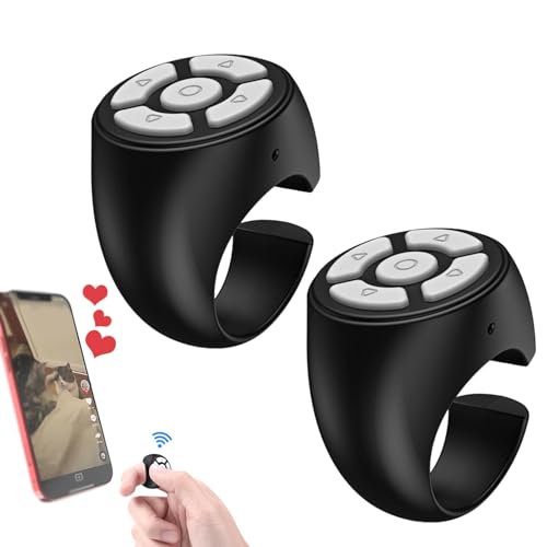 2 Pack Fingertip Wireless blueto-oth Remote Control, blueto-oth Remote, Finger Ring Page Turning, Fingertip Scrolling Clicker Control Volume And Interface For Home