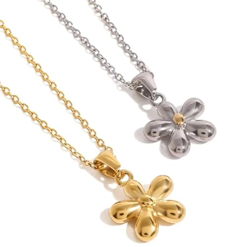Collier avec pendentif en acier inoxydable pour femme | Bijou minimaliste or et argent