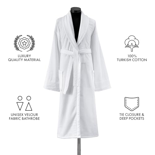 Classic Turkish Towels - Unisex Luxury Plush Velour Premium Cotton Bathrobe - Ultra Soft And Absorbent Long Robe2