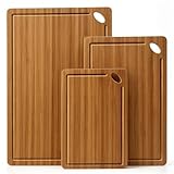 3 Pcs Best Bamboo Cutting Boards Set for Kitchen Decor Solid Hardwood Meat Chopping Board Large Non Toxic Wooden Cutting Board with Juice Groove Bread Cheese Charcuterie Boards Carving Butcher Block