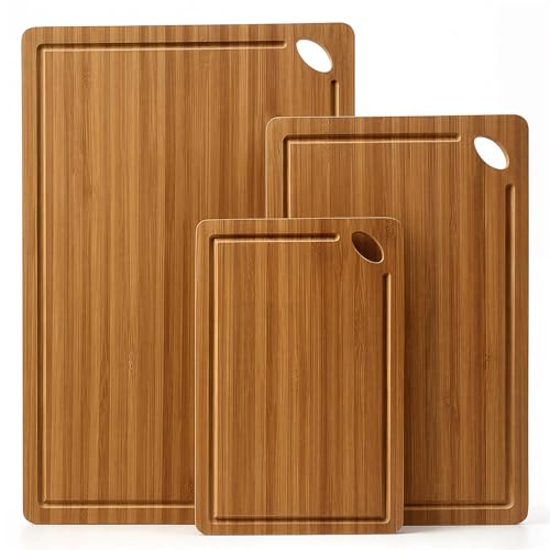 3 Pcs Best Safe Bamboo Cutting Boards Set for Kitchen