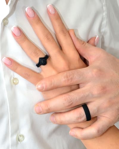 Rinfit Matching Silicone Rings for Couples - Silicone Wedding Bands Sets for Him and Her - His and Hers Ring - Patented Design2