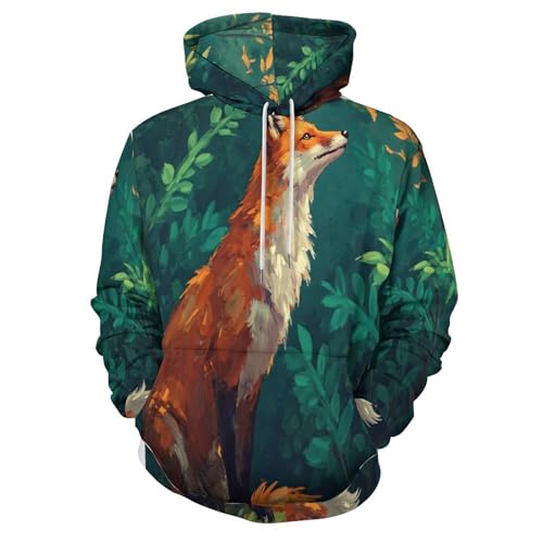 Sweat à capuche renard 3D pull Harajuku unisexe décontracté à poches - 3