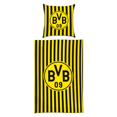Dortmund Borussia Wendebettwäsche Streifen 135 x 200 cm, 100% Baumwolle, mit Tragetasche