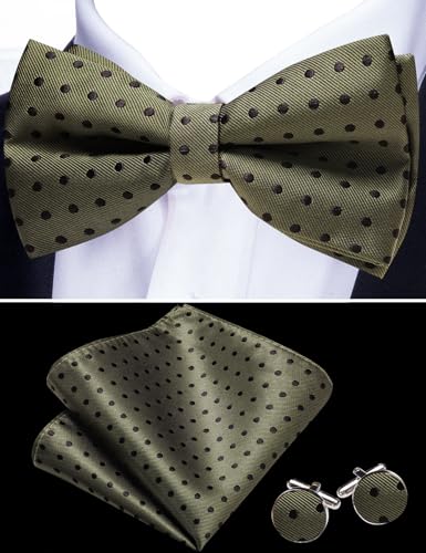 Image of YOHOWA Mens Bow Tie Set Paisley Coloful Pre-tied Bowties Adjustable with Handkerchief Cufflinks Wedding Prom Party