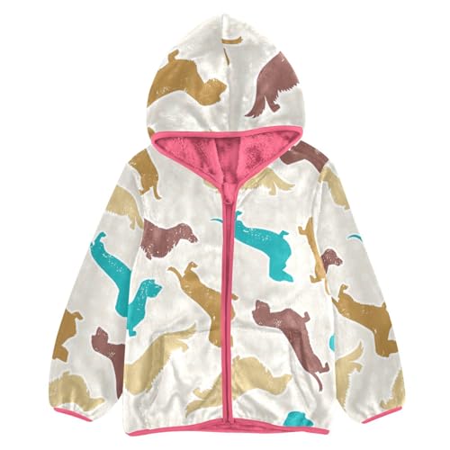 OTVEE Colored Dachshunds Dog Kids Hoodie Jacket Fall Spring Full Zip Warm Outwear Coat