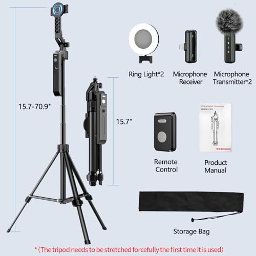 Kit de videoblog para iPhone y Android con micrófono y trípode inteligente 360 6