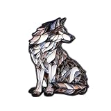 Stained Glass Style Wolf Enamel Pin