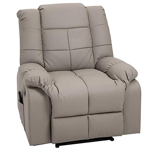 Preisvergleich Produktbild HOMCOM Massagesessel, Fernsehsessel, Relaxsessel mit Massagefunktion, Heizfunktion, Liegefunktion, PU-Leder+MDF+Metall+Schaumstoff, Grau, 90 x 97 x 99 cm