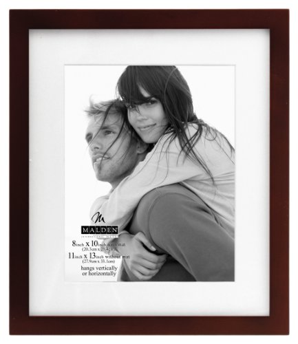 Malden 11x13 Matted Picture Frame - Made to Display Pictures 8x10 with Mat, or 11x13 without Mat - Walnut