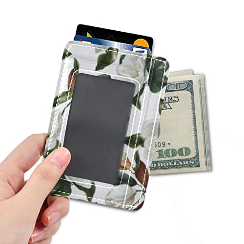 susiyo White Magnolias Flowers Slim Minimalist Wallets Rfid Blocking Card Wallets PU Leather Front Pocket Wallets for Men Women4
