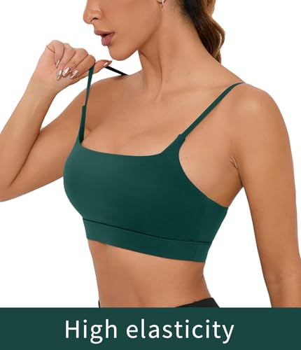 Image of Comper Sports Bra for Women Wirefree Racerback Workout Bras Sexy Thin Straps Yoga Sport Bras with Removable Pads