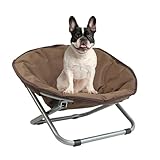 KKPET Portable Dog Bed 48 * 38cm Fold Moon Bed Chair, Foldable Taco Pet Bed Elevated Dog Bed, Waterproof Camping Chairs for Small Dogs and Pets - Brown
