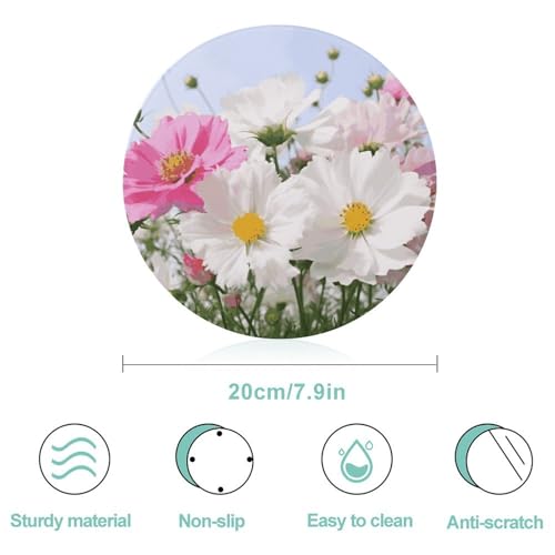 Planche à découper de comptoir en verre durable avec fleurs roses résistante aux rayures - 3