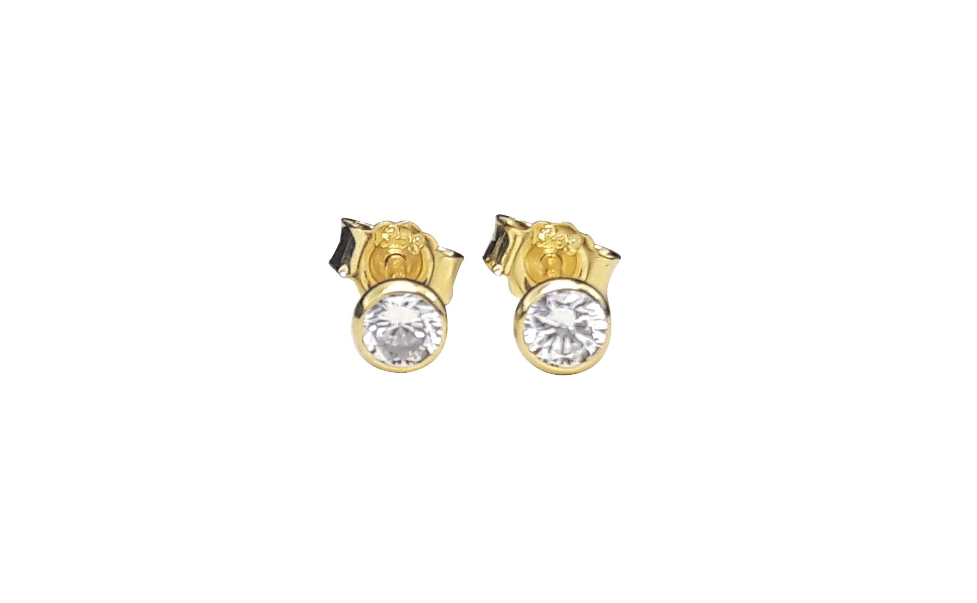 Ohrstecker 333 Gelbgold Zirkonia Brillantschliff Kelchstecker weiss 4 mm