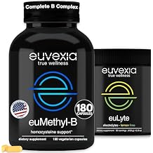Euvexia euLyte + euMethyl-B Dr Ekberg Electrolytes Powder Drink Mix & Homocysteine Bundle - Lemon Lime Electrolytes 90 Serving & Active Folate 90 Servings