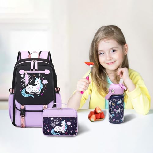 Bevalsa Backpack for Girls, 4PCS Backpack with 14oz Insulated Water Bottle by Bevalsa - Image 7
