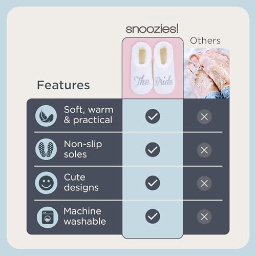 Image of Snoozies Bride Slipper Socks for Women with Soft Sherpa Lining Cute Bridal Wedding Day Slippers, Fun Bride-to-Be Gifts & Bridesmaid Gift