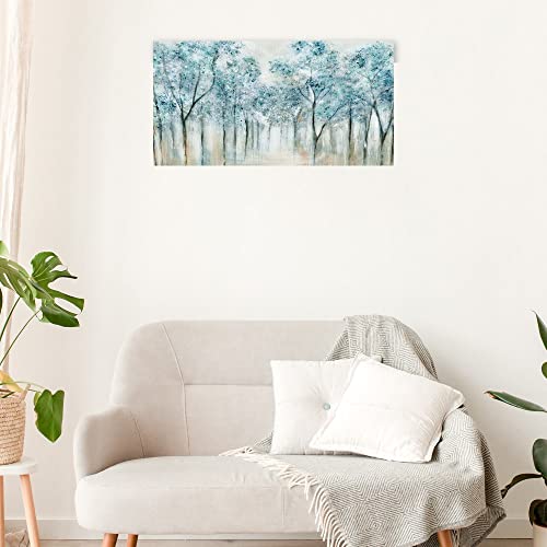 Fine Art Canvas Spring Blue Canvas Print By Artist Tava Studios For Living Room, Bedroom, Bathroom, Kitchen, Office, Bar, Dining & Guest Room - Ready To Hang - 50 In X 26 In #TOP3